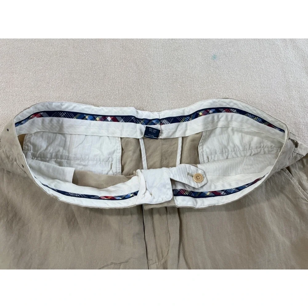 Polo Ralph Lauren Flat Pants‎ Men's size 38x32 Tan Khaki Linen Silk Blend